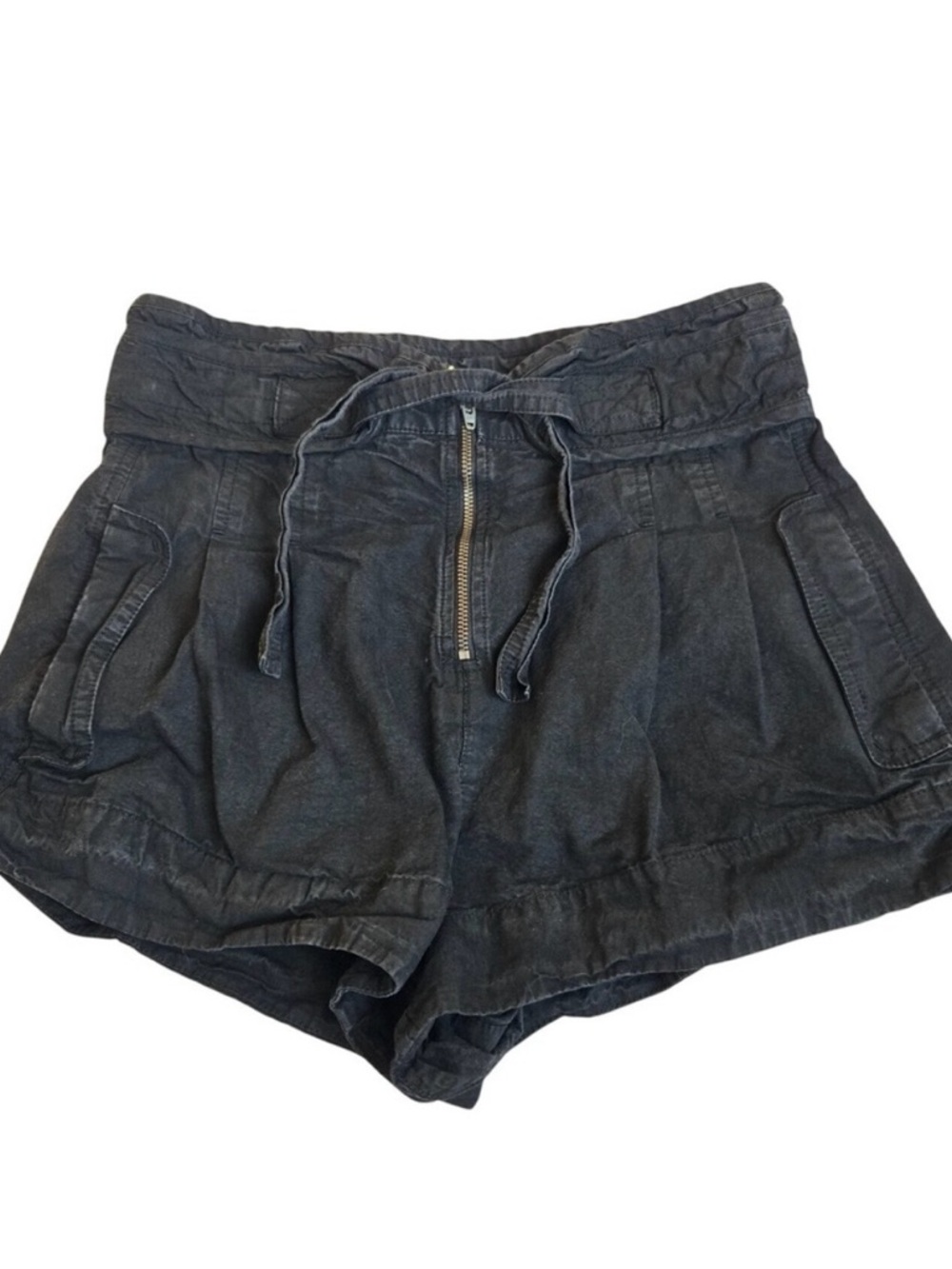 Sea New York Womens Black Wash Utility High Waist‎ Belted Paperbag Shorts Size 0
